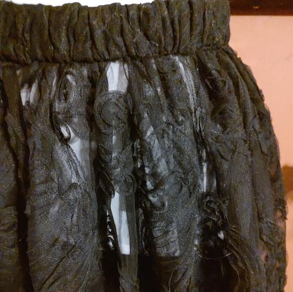 🕷️🖤🕷️ Beautiful Handmade Black Beaded Floral Ribbon Sheer Organza Skirt - M - Picture 9 of 16